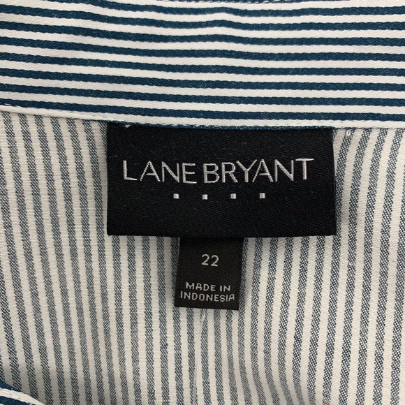 Lane Bryant Outlet Shirt Size 22 Striped Long Sleeve Button Up Collared Stretch - Picture 5 of 8